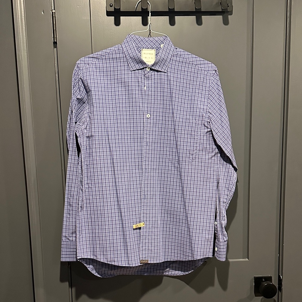 Billy Reid Purple Checkered Button Down Shirt